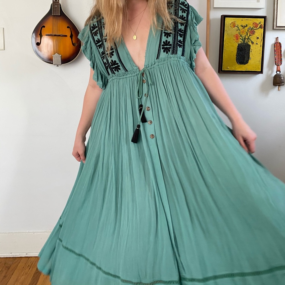 Free people embroidered midi dress